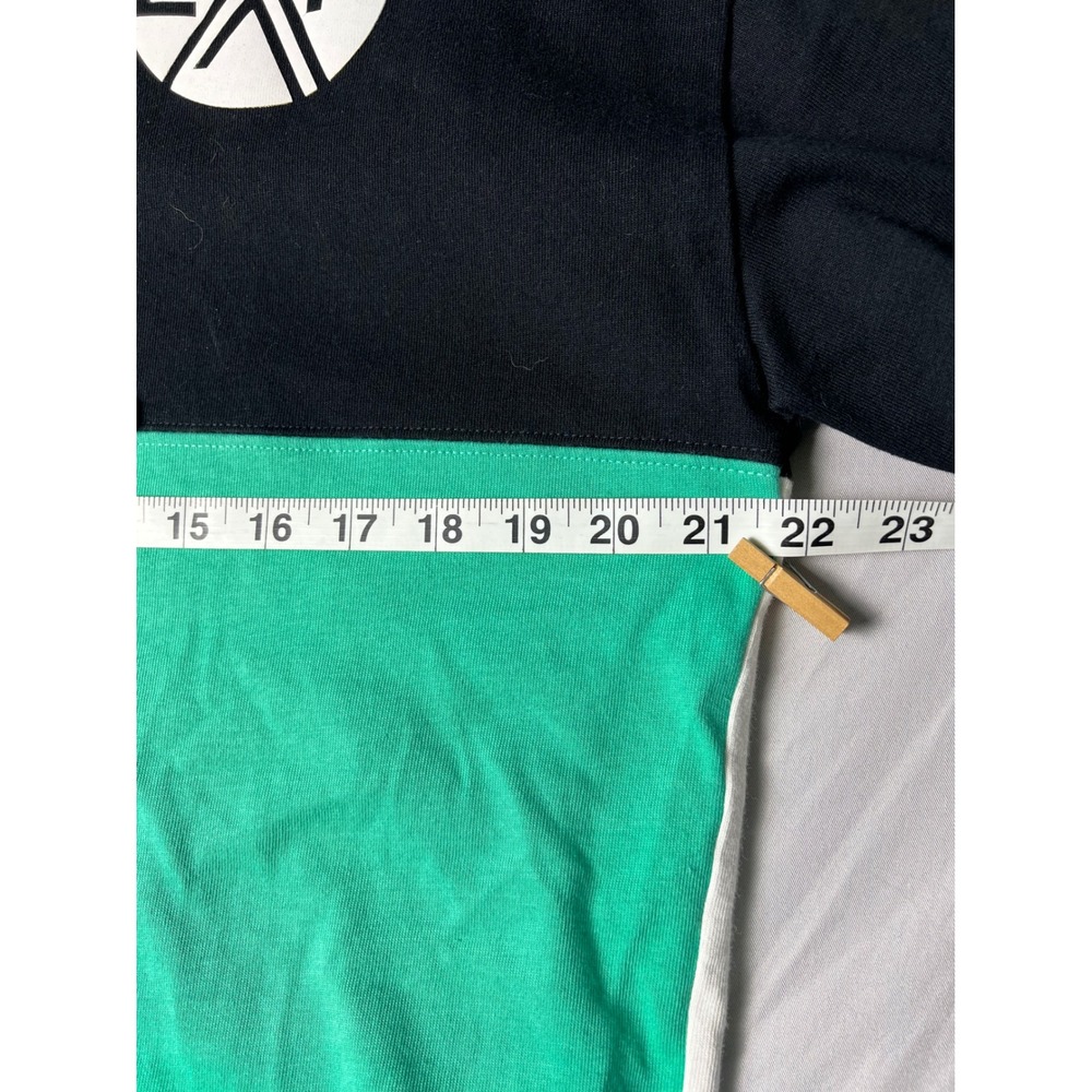 Express Mens Colorblock Short Sleeve Hoodie Black Green White EXP Logo Medium - Picture 7 of 7
